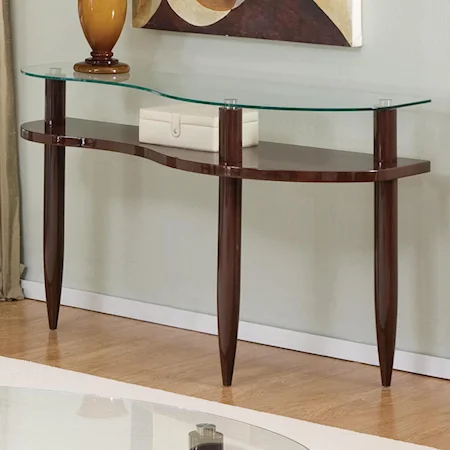 Contemporary Sofa Table with Kidney Shape Glass Top